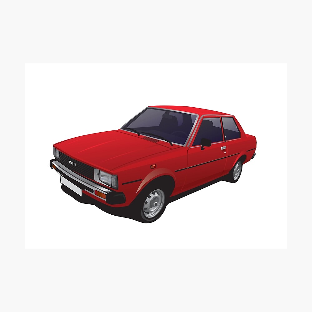 Red Toyota Corolla Dx Ke70 Metal Print By Knappidesign Redbubble