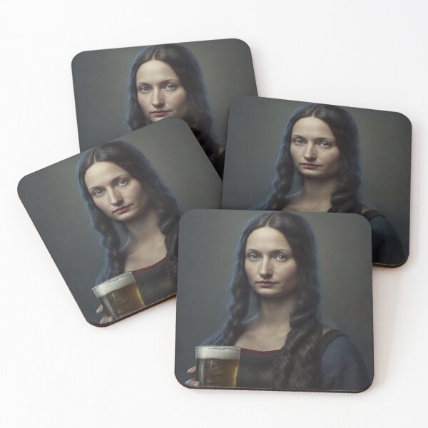 Item preview, Realistic Mona Lisa Holding Beer Portrait designed and sold by unrealartwork.
