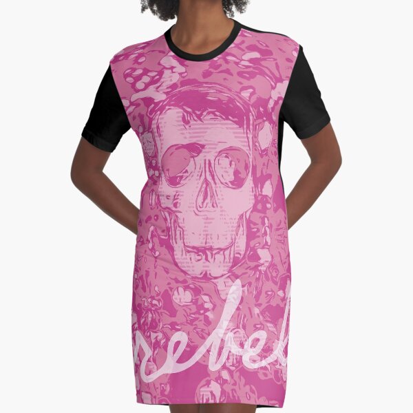 REBEL SKULL Graphic T-Shirt Dress