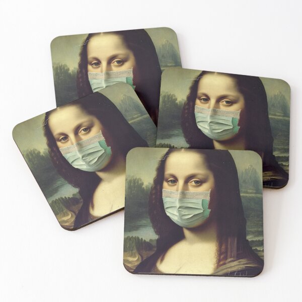 Item preview, Mona Lisa with Face Mask Portrait designed and sold by unrealartwork.