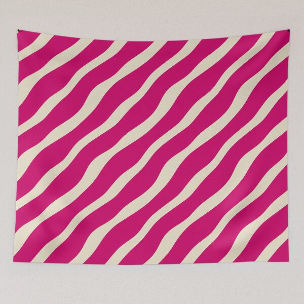 Aperçu de l'œuvre Cute Retro Hot Pink Wavey Stripes On Off White créée et vendue par Fine Prints.