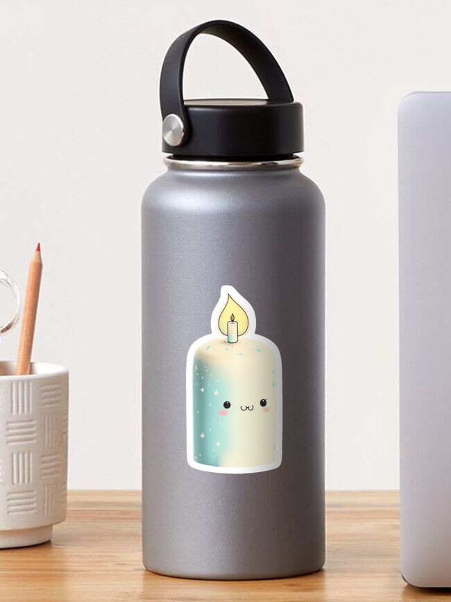 White Candle with a tiny candle - Candle - Sticker