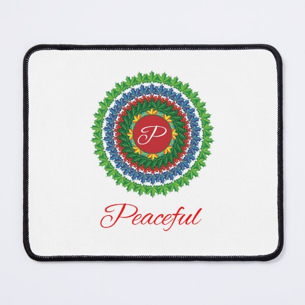Artikelvorschau, Alphabet P with attribute Peaceful leaf art Mandala circle design entworfen und verkauft von MubaraksArt.