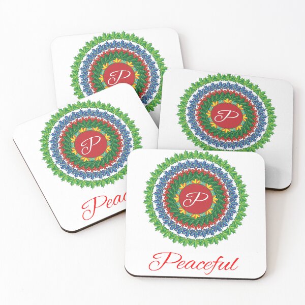 Artikelvorschau, Alphabet P with attribute Peaceful leaf art Mandala circle design entworfen und verkauft von MubaraksArt.