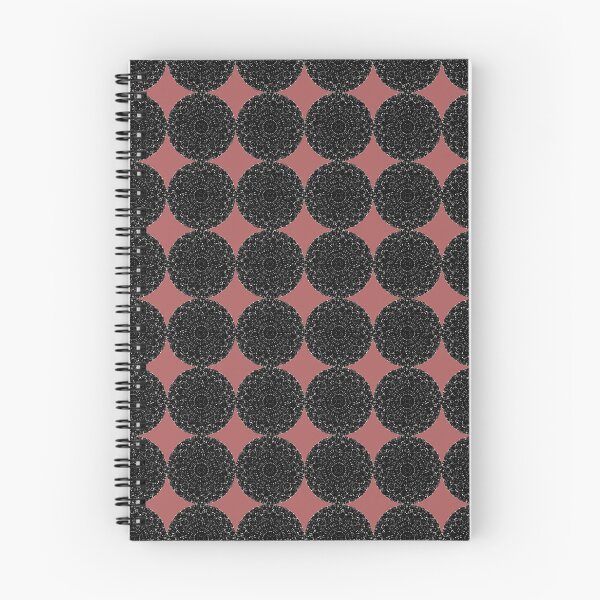 Item preview, Black and Muted Red Pink Monochromatic Distorted Mandala Lace Dot Abstract Pattern designed and sold by kattakitty.