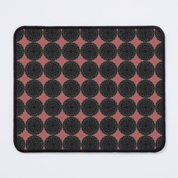 Item preview, Black and Muted Red Pink Monochromatic Distorted Mandala Lace Dot Abstract Pattern designed and sold by kattakitty.