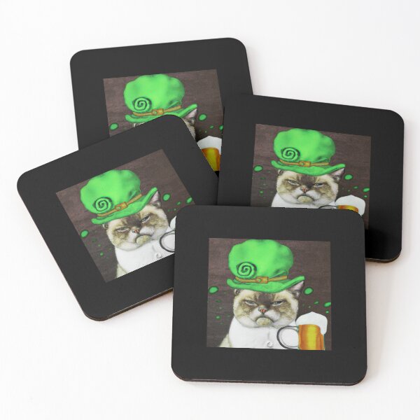 Item preview, St Patrick’s Day grumpy cat in a hat with a beer designed and sold by The Snarky  Psychologist.