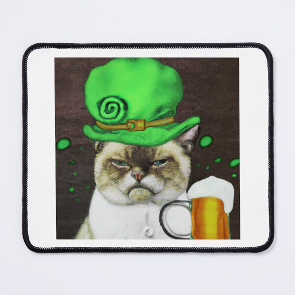 Item preview, St Patrick’s Day grumpy cat in a hat with a beer designed and sold by The Snarky Psychologist.