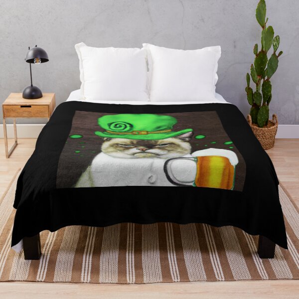 Item preview, St Patrick’s Day grumpy cat in a hat with a beer designed and sold by The Snarky Psychologist.