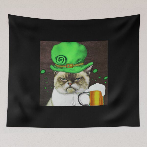 Item preview, St Patrick’s Day grumpy cat in a hat with a beer designed and sold by The Snarky  Psychologist.