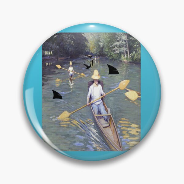 Item preview, French Artist Gustave Caillebotte: Skiffs  (1877)/ Altered to Skiffs with Sharks designed and sold by mturns57.