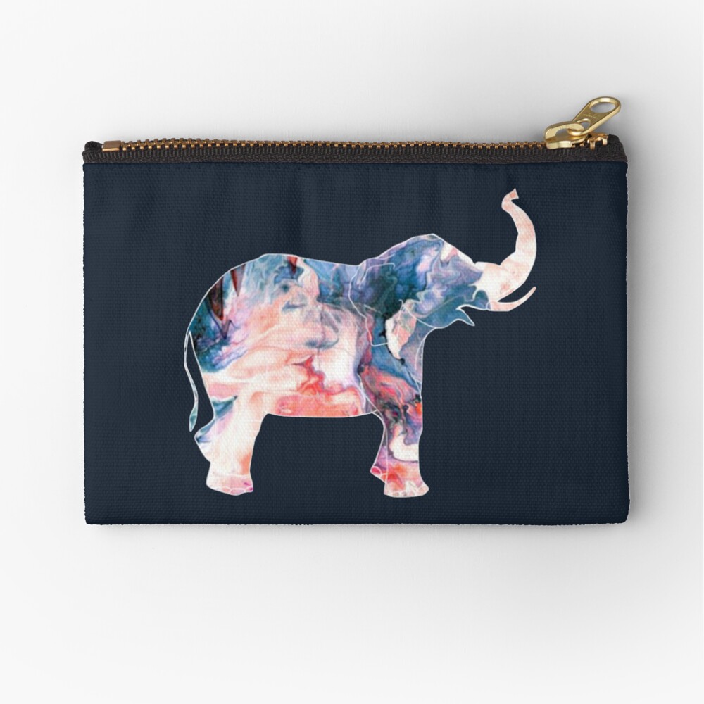 Watercolor Elephant Swirl Zipper Pouch