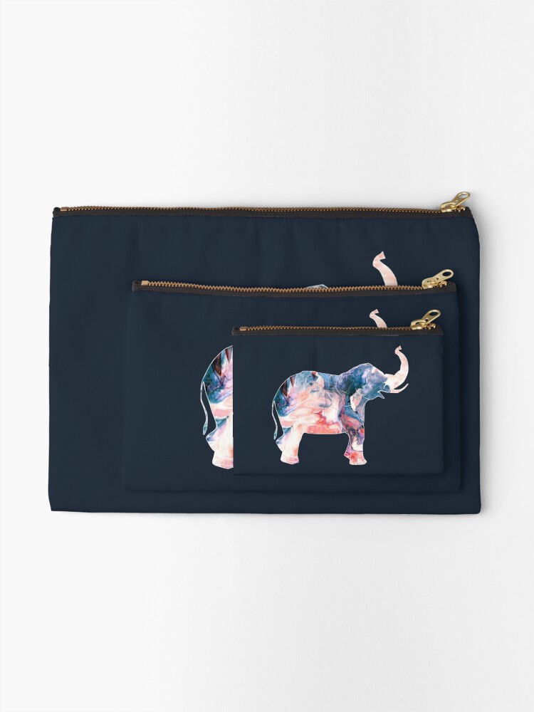 Alternate view of Watercolor Elephant Swirl Zipper Pouch