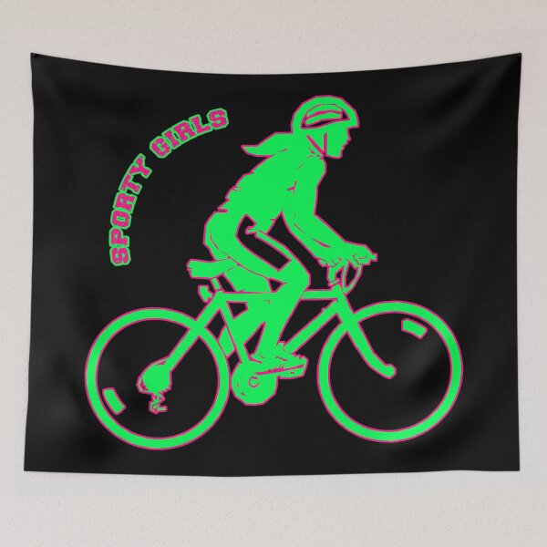 Item preview, Sporty girl cycling neon green designed and sold by Astralia.
