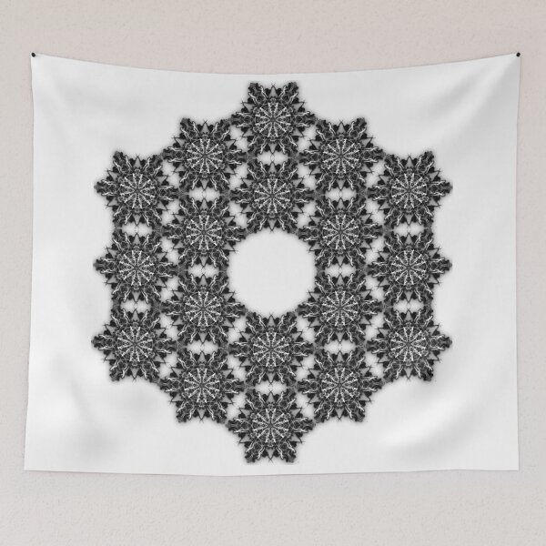 Item preview, lighted black & white psy fractal geometric flower design designed and sold by TrippyNature.