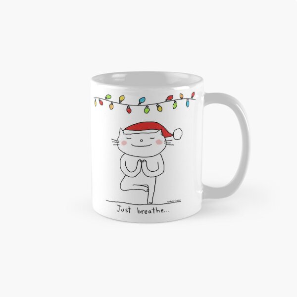 Item preview, Just breathe ... yoga cat says for Christmas ! / Cat doodle designed and sold by eyecreate.