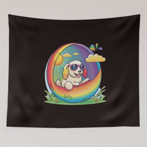 Item preview, funny rainbw dog in The egg with sunglasses designed and sold by Cheeeeky.