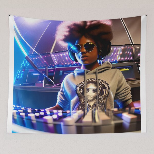 Item preview, Black Woman DJ wearing Aviators designed and sold by PanfurWare-LLC.