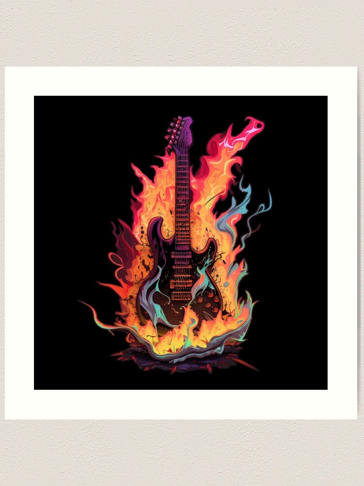 Fire Electric Guitar – Wallmonkeys