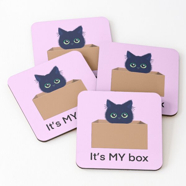 Item preview, Cute cat in a box on pink designed and sold by QuirkyCatz.