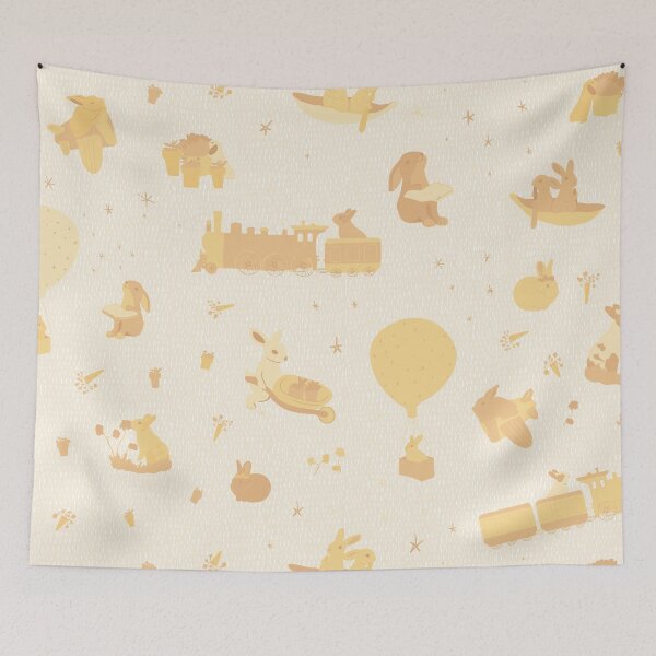 Item preview, Boho Bunny Rabbit pattern, Yellow baby nursery designed and sold by sassykea.