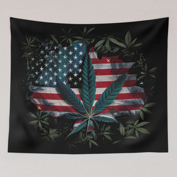 Item preview, American flag cannabis T-shirt designed and sold by Designs by Sean Z.