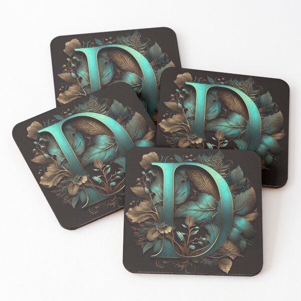 Item preview, D initial monogram turquoise with bronze  designed and sold by Neonmountain.