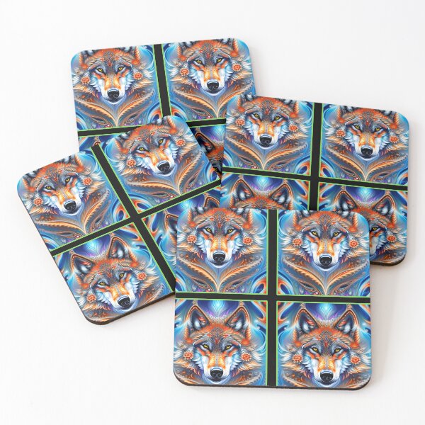 Item preview, Majestic Wolf Blue Orange Pop Art  designed and sold by WoodburyLake.