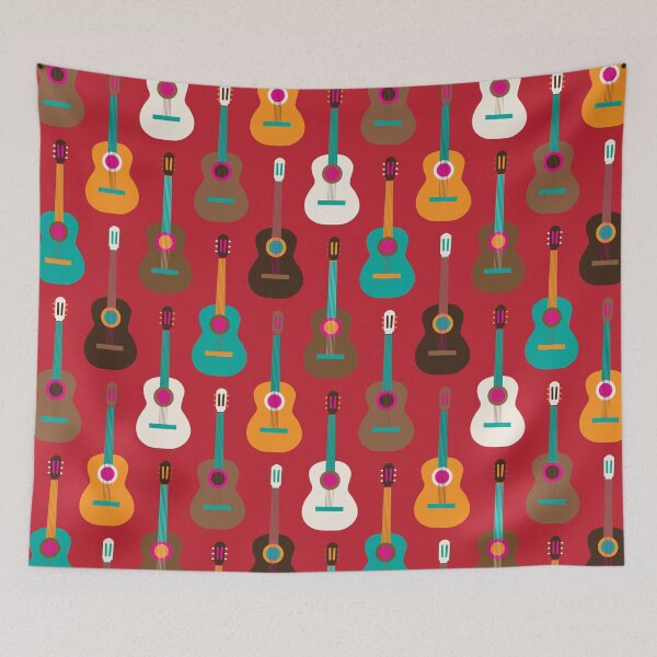 Item preview, Guitar fiesta in red, orange, teal and brown designed and sold by FrancesPoff.