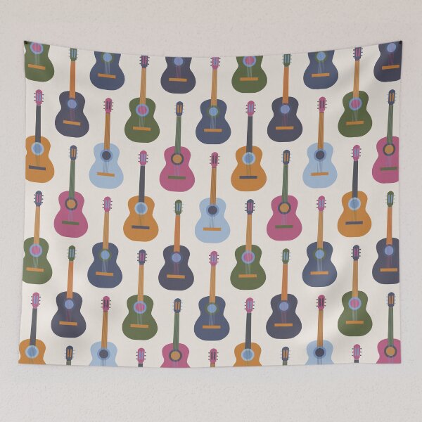 Item preview, Guitar romance in navy, pink, sky blue and green designed and sold by FrancesPoff.