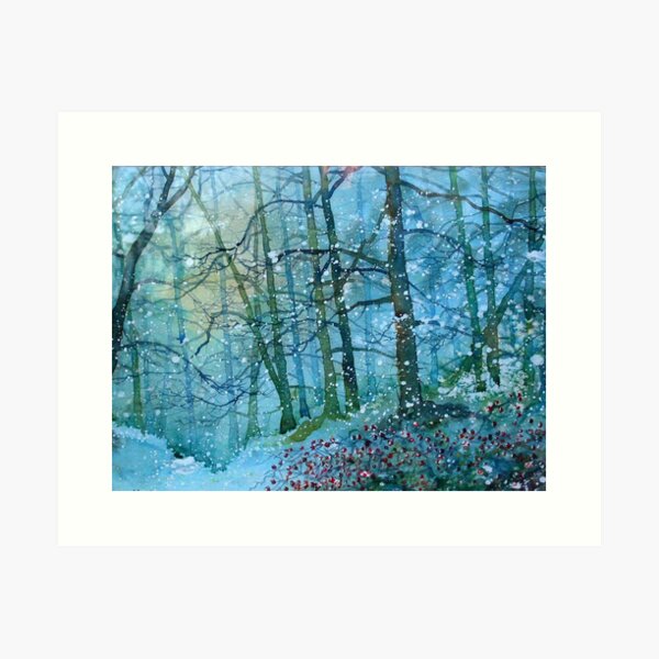 Blizzard in Broxa Forest Art Print