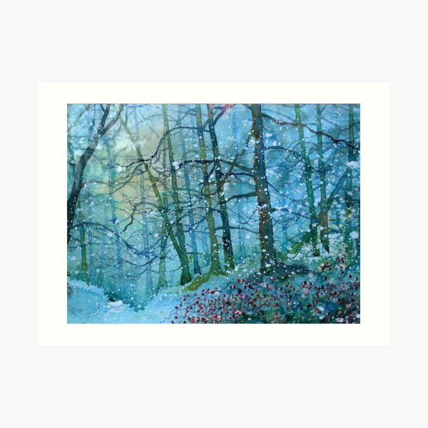 Blizzard in Broxa Forest Art Print