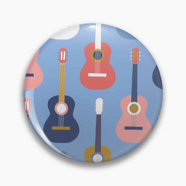 Item preview, Blues Guitar romance in navy, coral , sky blue and mustard designed and sold by FrancesPoff.