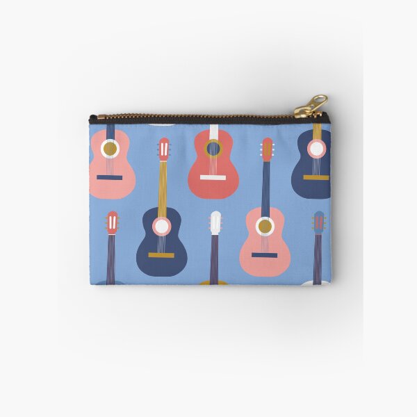 Item preview, Blues Guitar romance in navy, coral , sky blue and mustard designed and sold by FrancesPoff.