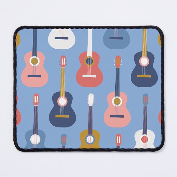 Item preview, Blues Guitar romance in navy, coral , sky blue and mustard designed and sold by FrancesPoff.