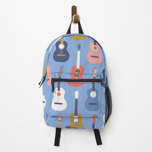Item preview, Blues Guitar romance in navy, coral , sky blue and mustard designed and sold by FrancesPoff.