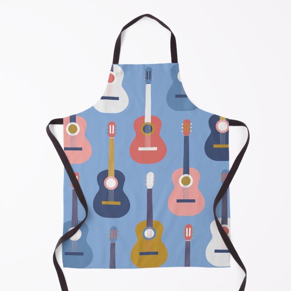 Item preview, Blues Guitar romance in navy, coral , sky blue and mustard designed and sold by FrancesPoff.