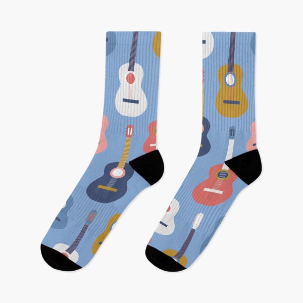Item preview, Blues Guitar romance in navy, coral , sky blue and mustard designed and sold by FrancesPoff.