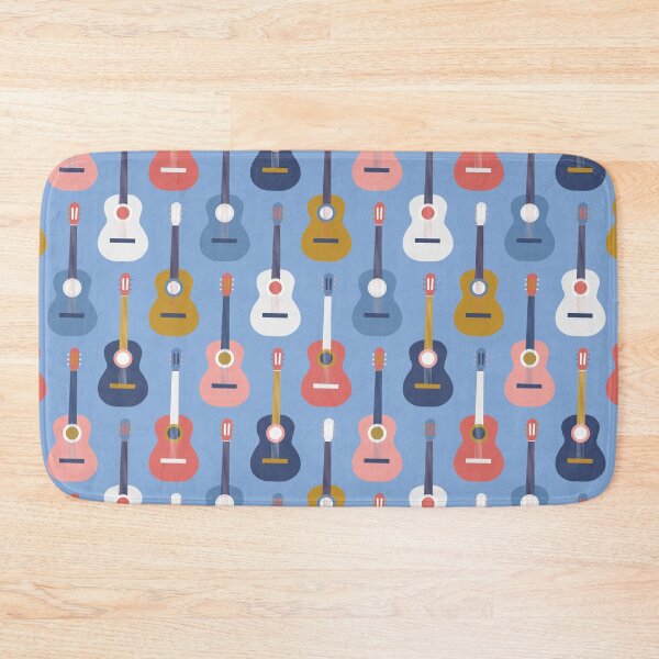 Item preview, Blues Guitar romance in navy, coral , sky blue and mustard designed and sold by FrancesPoff.