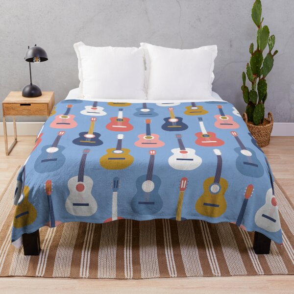 Item preview, Blues Guitar romance in navy, coral , sky blue and mustard designed and sold by FrancesPoff.