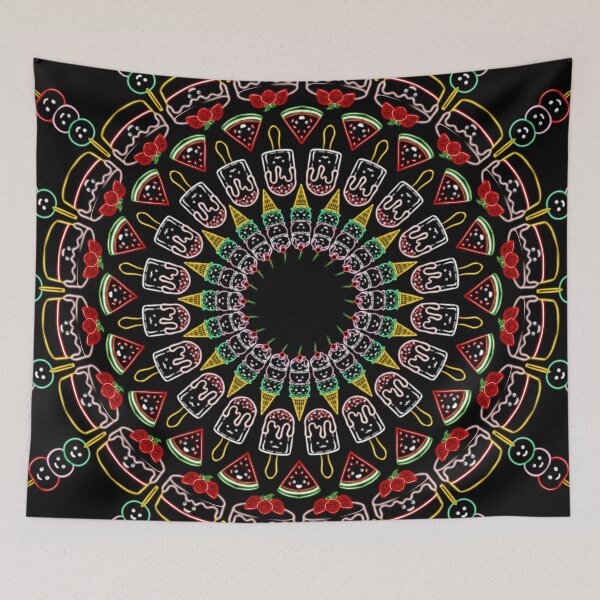 Item preview, Neon Kawaii Dessert Mandala designed and sold by ShenGeomiArt.