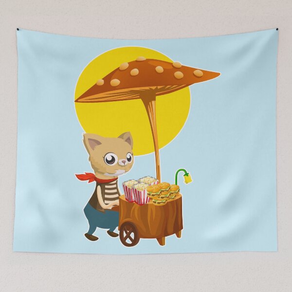 Item preview, Cat selling popcorn and burgers designed and sold by Astralia.
