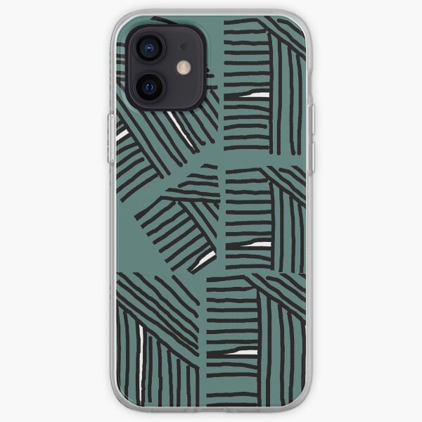 Line pattern black and green iPhone Soft Case