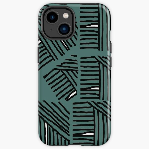 Line pattern black and green iPhone Tough Case