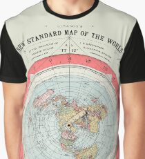 Flat Earth Society World Map Graphic T-Shirt