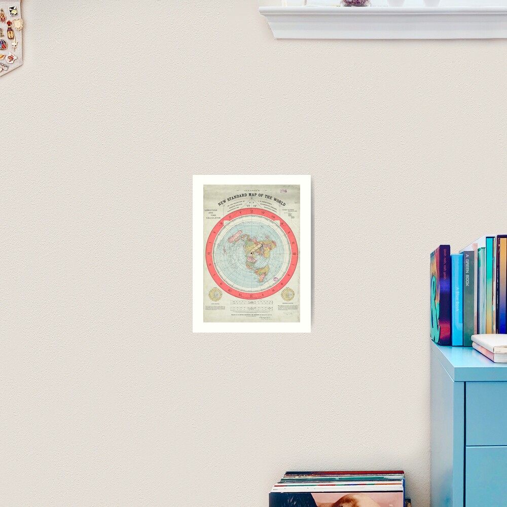 "Flat Earth Society World Map" Art Print By Downbubble17 | Redbubble