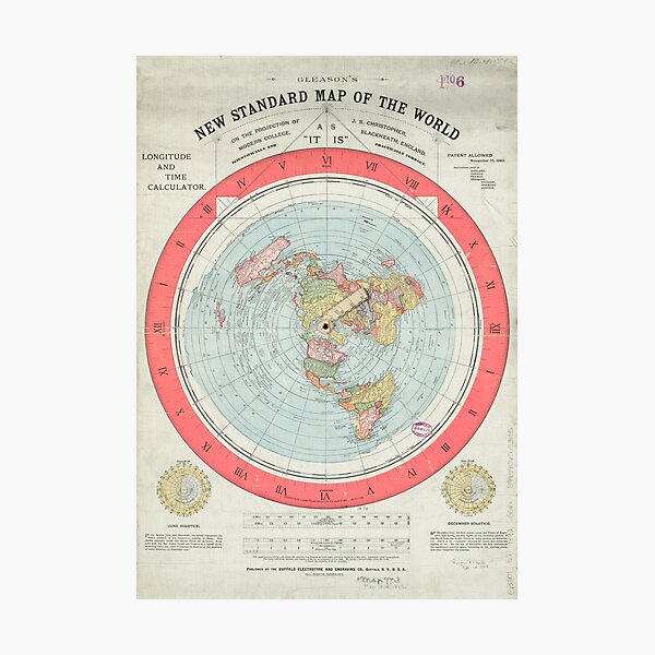 Flat Earth Society World Map Photographic Print