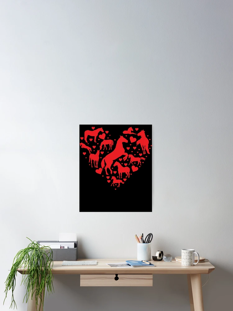 Aperçu 2 sur 3. Poster avec l'œuvre Love Horses Horse Equestrian Horse Heart Horse Valentine Gear créée et vendue par DynamicDesign.