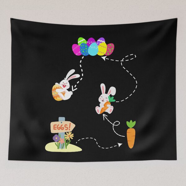 Item preview, Bunny hides easter egg on Easter trail to colorful Easter eggs and Easter carrot designed and sold by Artstastic.