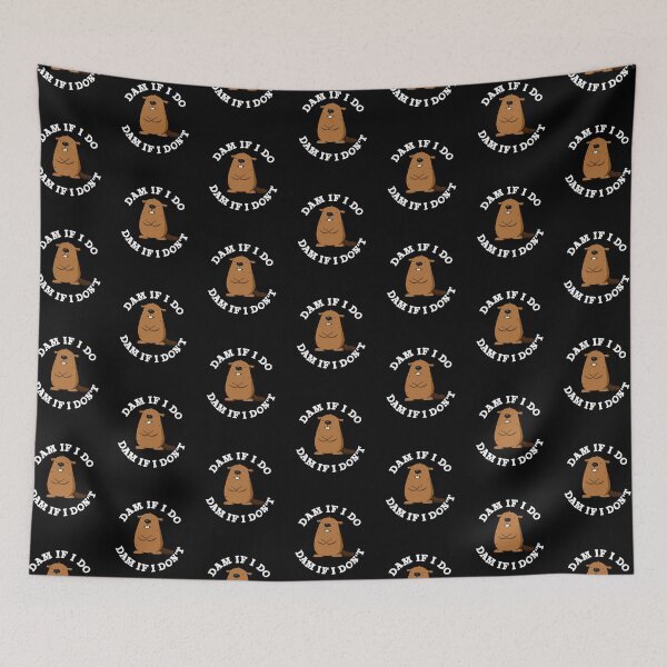 Item preview, Dam If I Do Dam If I Don't Funny Beaver Puns (Dark BG) designed and sold by punnybone.